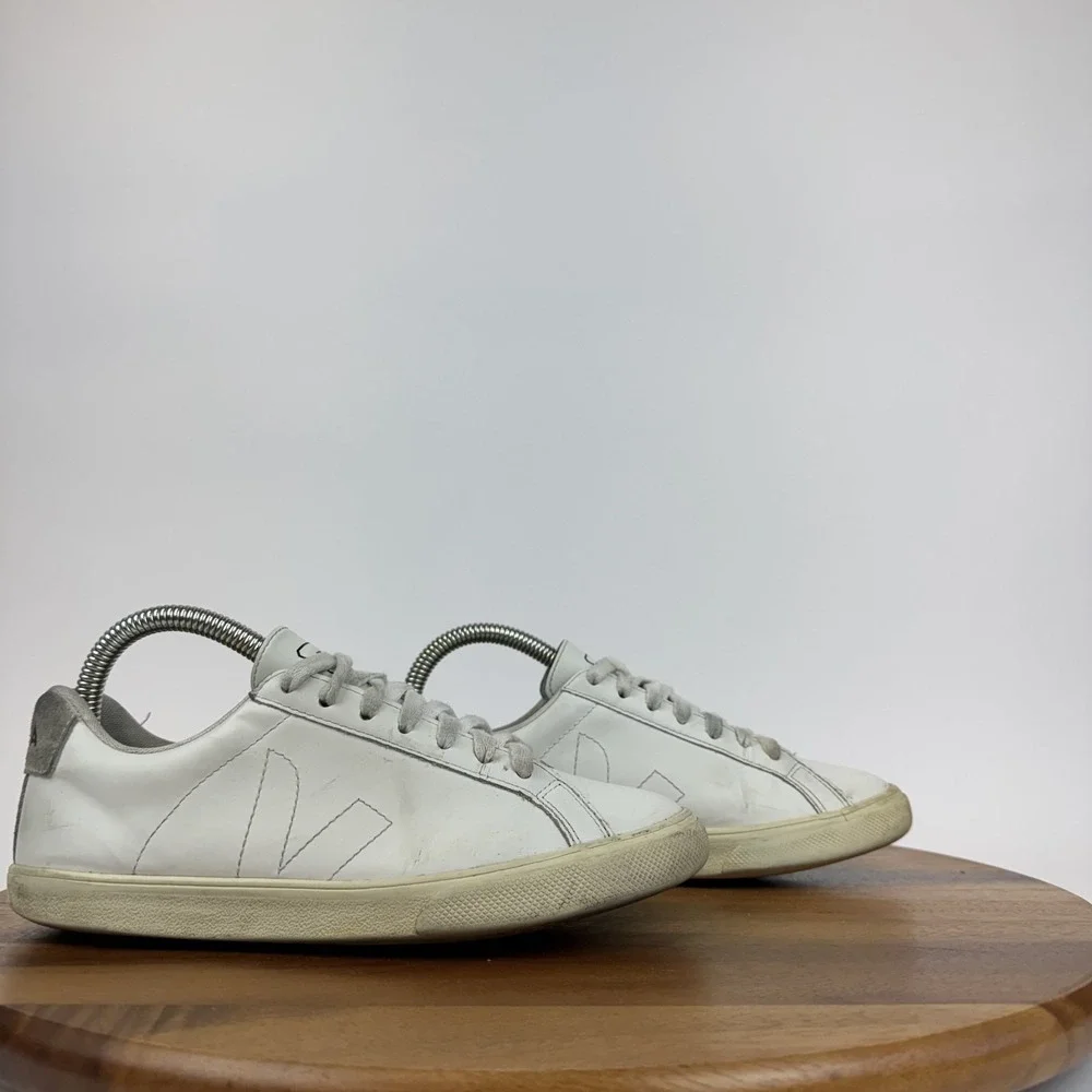 Womens Veja Esplar Logo White Leather Comfort Casual Sneakers Shoes Size 5 M